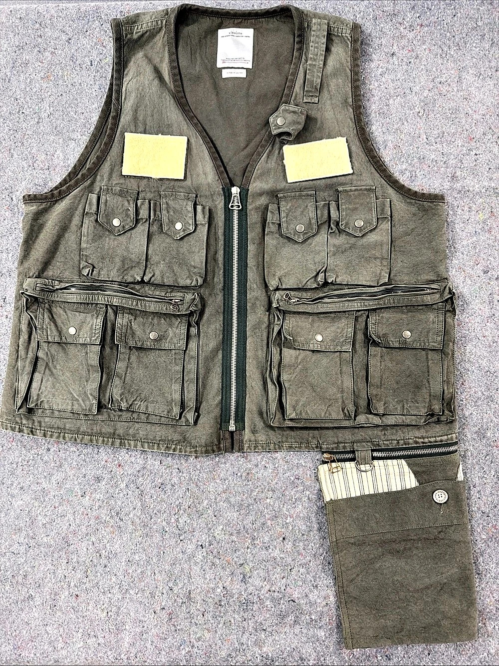 visvim Pilar Fisherman Vest Green & Blue Size 4